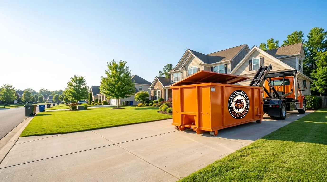 Renovation debris a dumpster handles that city sanitation won't collect in Acworth GA